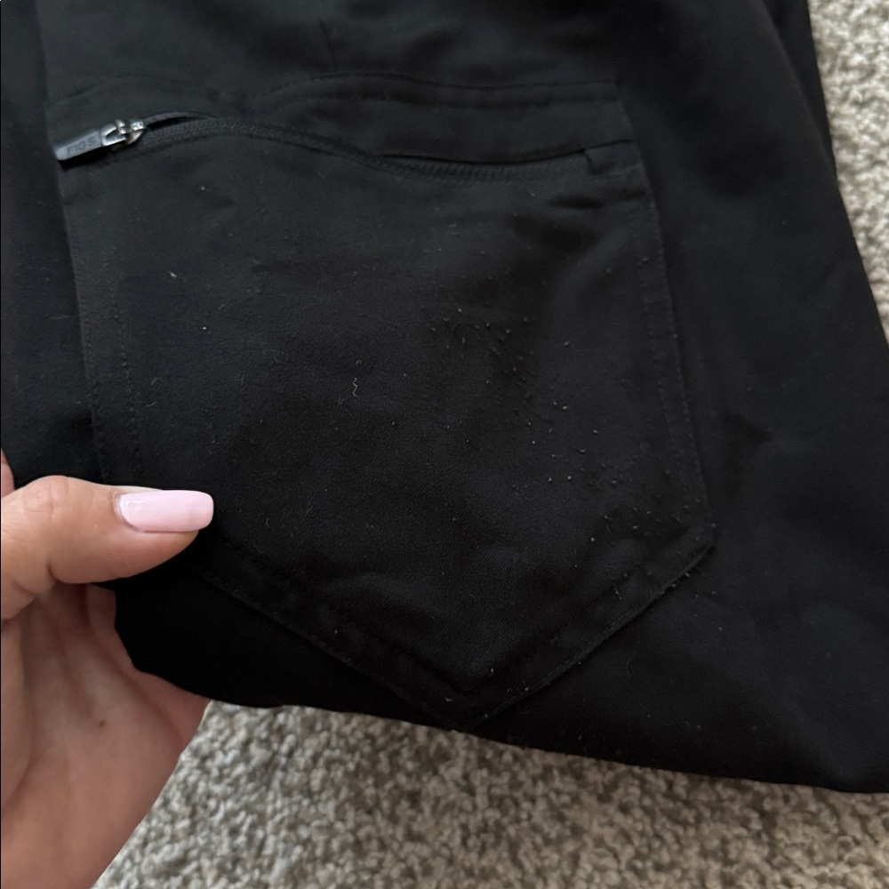 Black Jogger scrub Pants with Pink & Orange Drawstrings - Picture 2 of 2